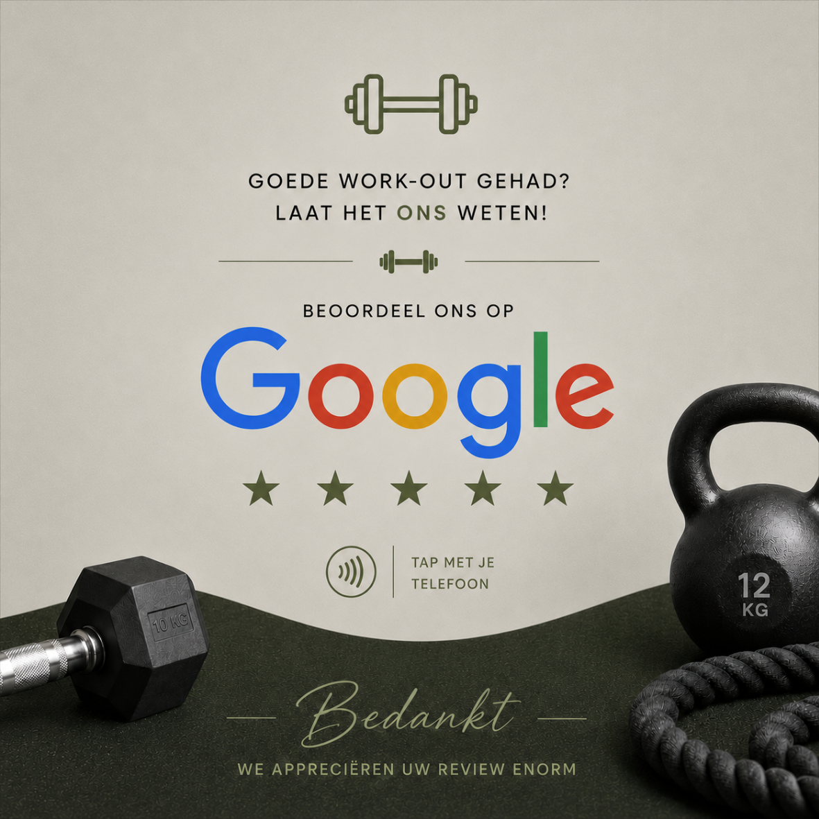 Google Reviews-kaart, design Gym