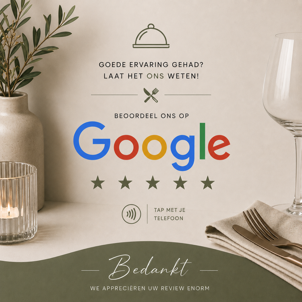 Google Reviews-kaart, design Horeca 1