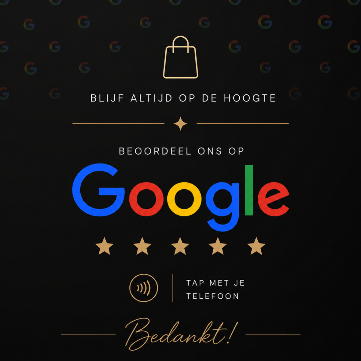 Google Reviews-kaart, design Algemeen (donker)