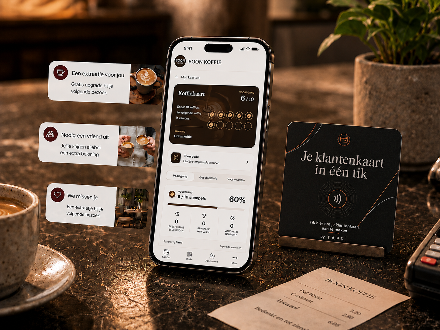 TAPR Loyalty Card en telefoon met digitale klantenkaart